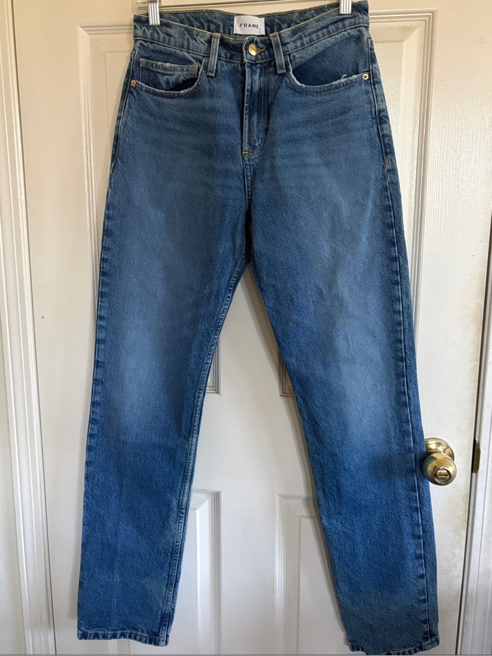 FRAME Le Garçon Mid-Rise Straight Leg Jeans Blue Size 26 NCST062